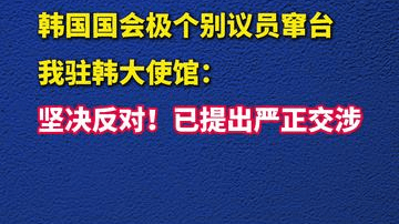 韩国国会极个别议员窜台，我驻韩大使馆：坚决反对！已提出严正交涉