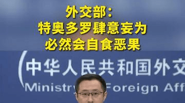 外交部：特奥多罗肆意妄为必然会自食恶果