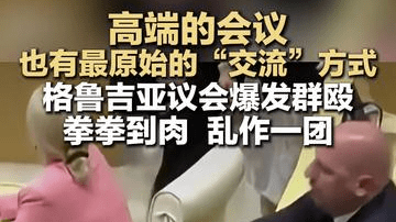 高端的会议 也有最原始的“交流”方式 格鲁吉亚议会爆发群殴 拳拳到肉 乱作一团