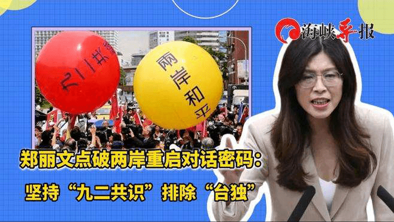 郑丽文点破两岸重启对话密码：坚持“九二共识”，排除“台独”