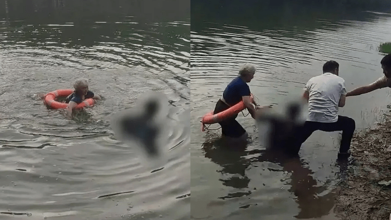 71岁白发奶奶在水中英勇救人，警方发视频寻人，后续来了