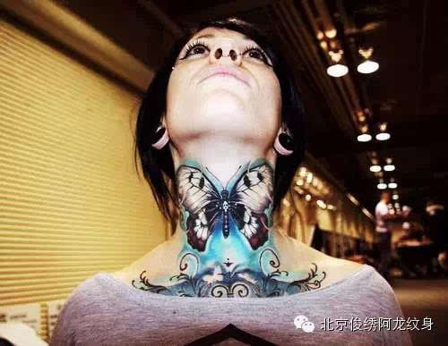 昂起头 高傲的tattoo 颈部纹身欣赏