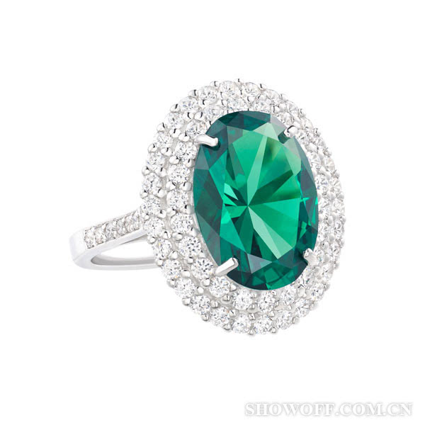 royal green祖母绿色椭圆形晶钻戒指rmb3,000