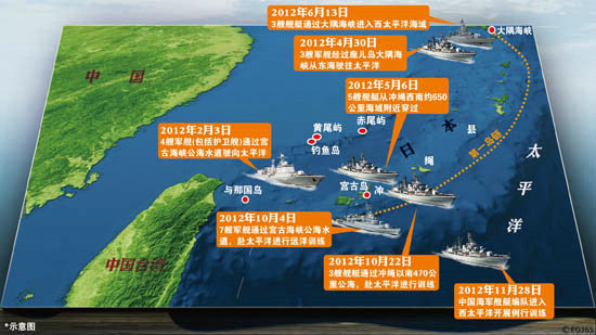 中国轰6K穿越宫古海峡 日本F15战机近距离拍