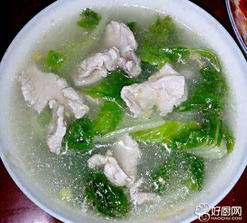 小白菜肉片汤