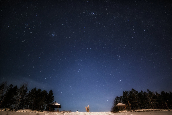 冬夜北极州星空在美哭中拍摄结果很悲催