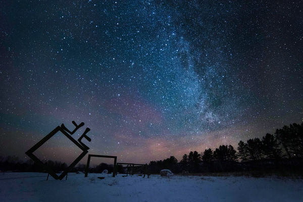 冬夜北极州星空在美哭中拍摄结果很悲催