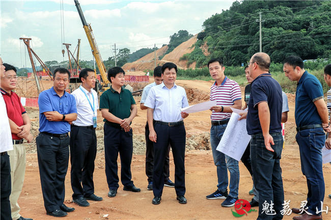 月  日,灵山县县长刘钦深入到新圩,檀圩等镇,就重大项目电力线路迁