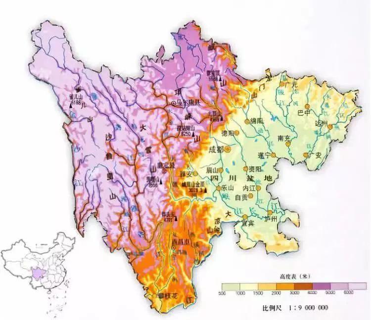 四川省地形图