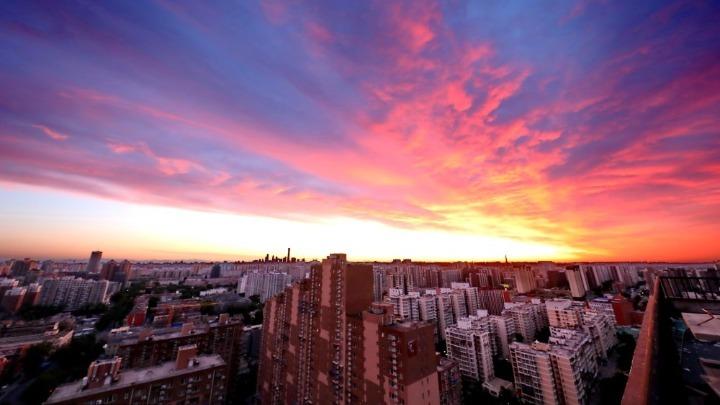 北京天空现绚丽朝霞 搜狐新闻