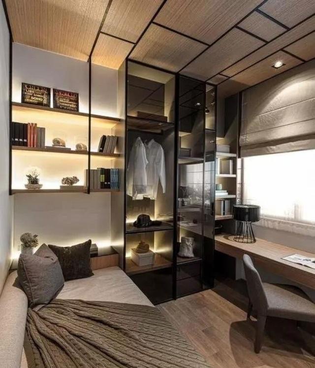 衣帽间 临时客房 书房的设计也很不错,功能齐全的小房间,适合家里有
