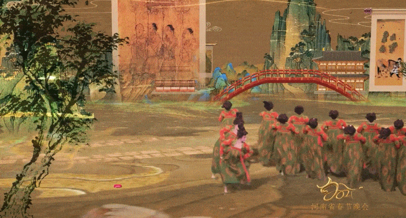 要闻 正文 背景从仕女画到泼墨山水 到最后舞台上平地起宫墙都很震撼