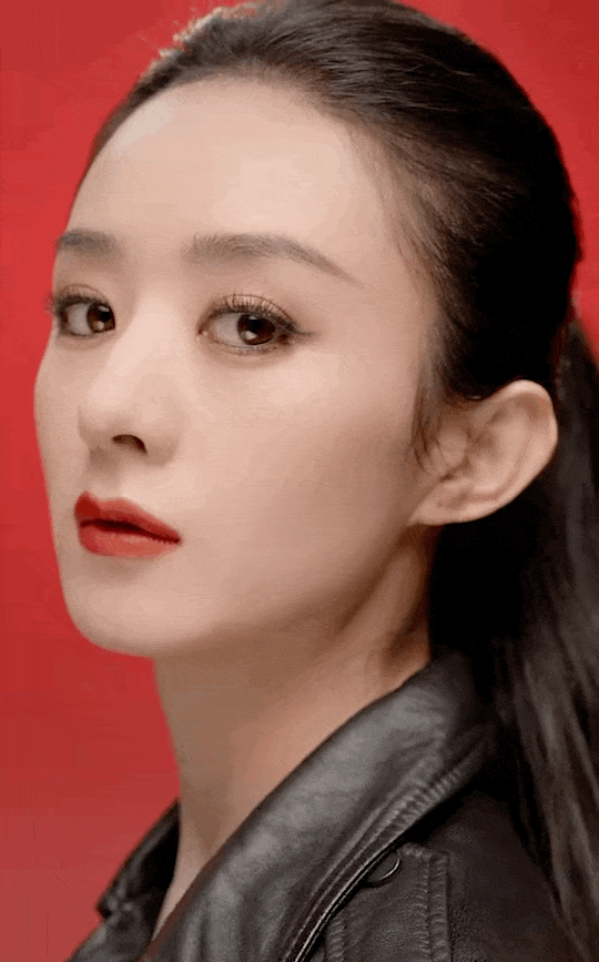 赵丽颖壁纸:红唇高马尾搭配黑皮衣,气场全开变身美女御姐