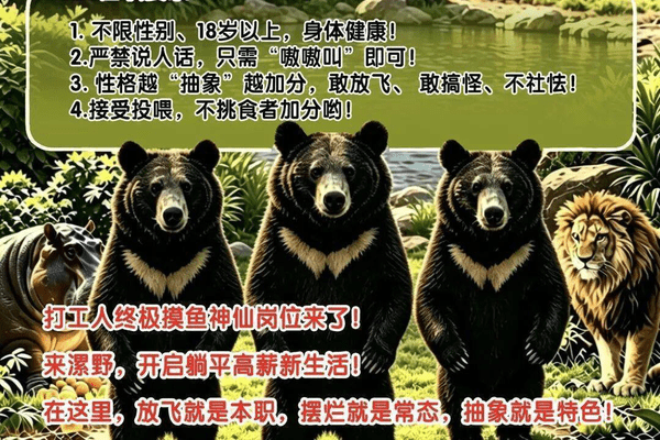 河南漯河一动物园年薪10万招黑熊扮演者，要求：严禁说人话，“嗷嗷叫”即可
