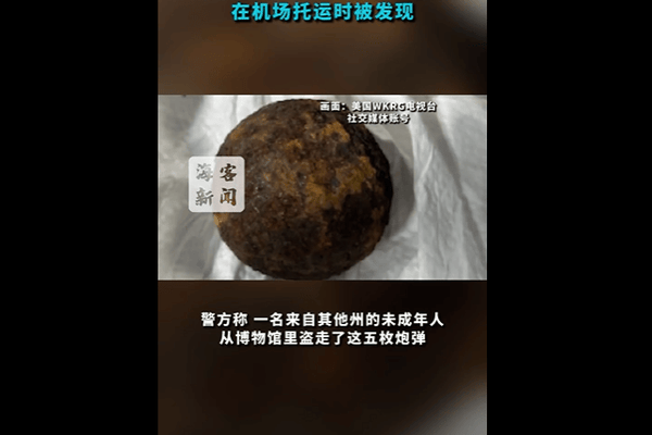 美国一女性登机前被检出5枚炮弹，经调查系其17岁孙子盗走并藏入的南北战争时期古董