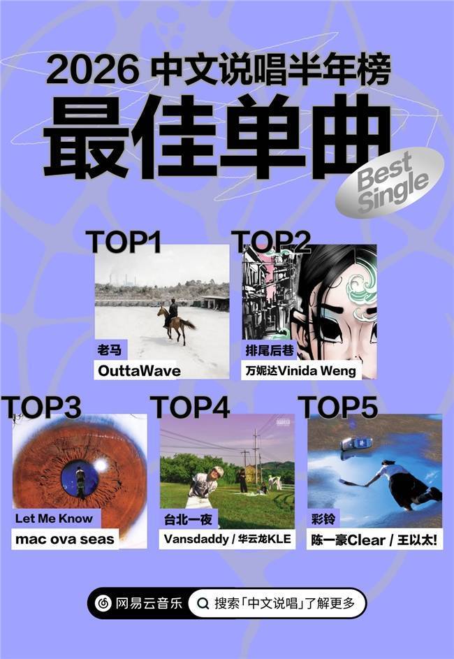 OuttaWave《老马》获最佳单曲！网易云音乐2026中文说唱半年榜重磅发布