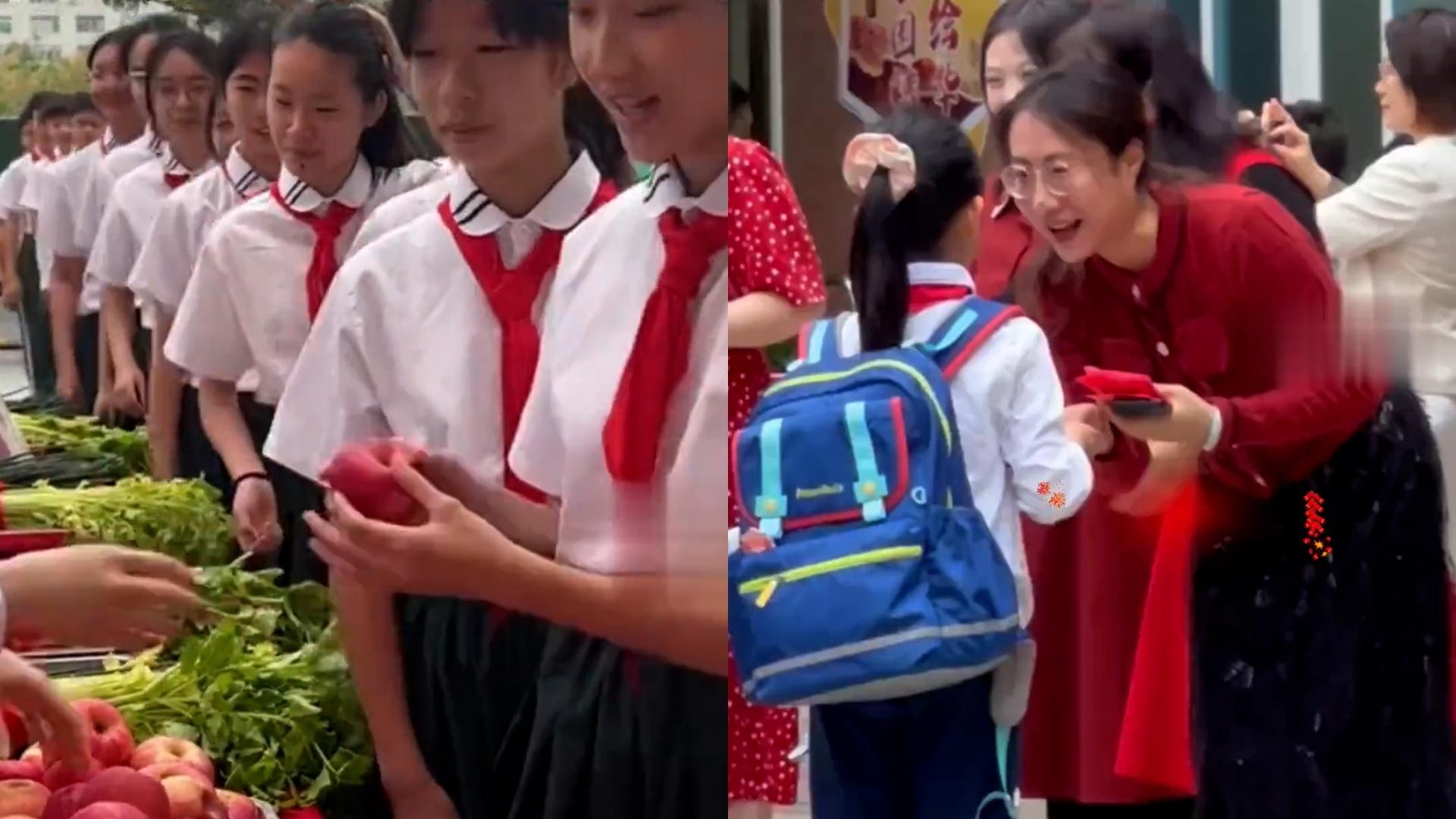开学仪式太会整活了，小朋友们摸芹菜、摸青葱、吃苹果，网友：广东人讲意头刻在DNA里了