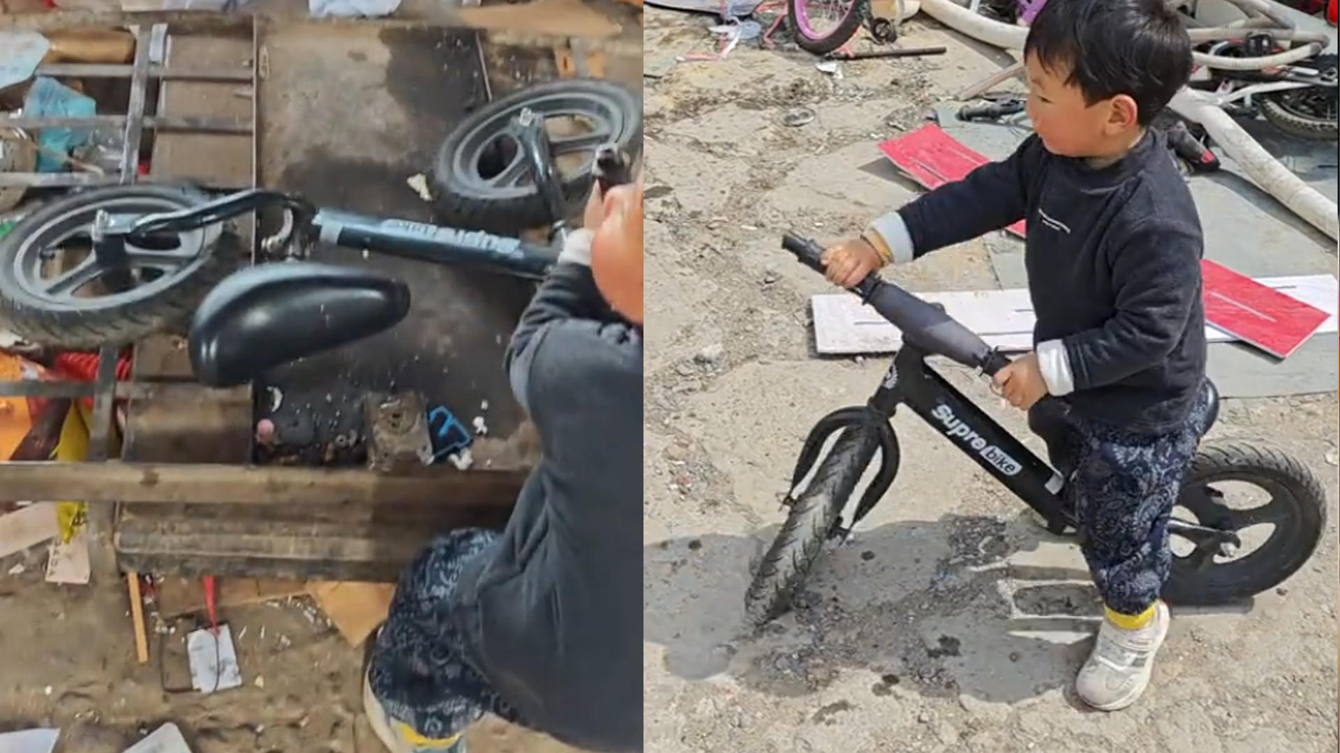 男孩路过废品站一眼相中了一辆平衡车，家长：老板说1块钱1斤，上秤一称9斤，9元拿下