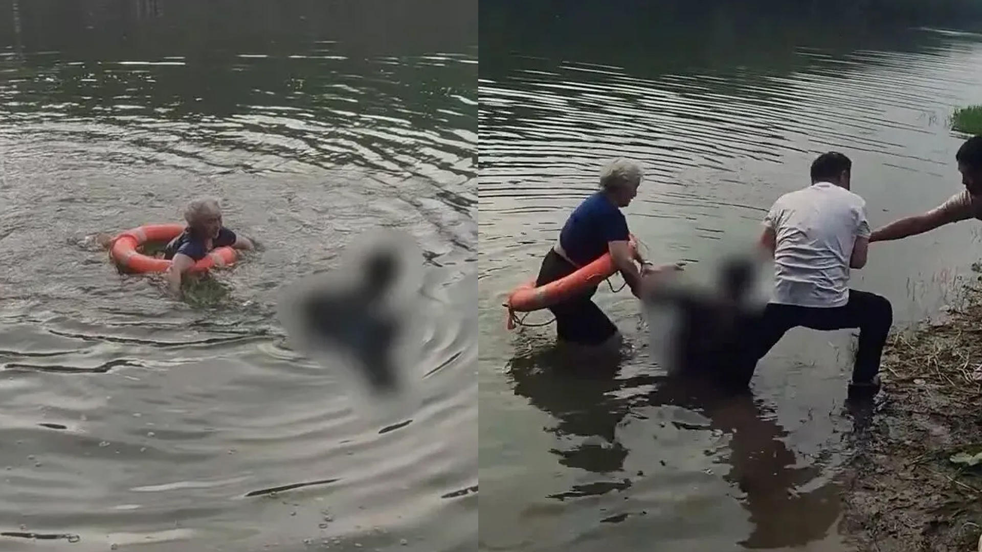 71岁白发奶奶在水中英勇救人，警方发视频寻人，后续来了
