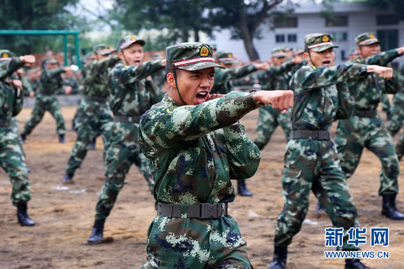 新兵进行擒敌拳表演新兵进行特种战术表演新兵进行应急棍术表演作者