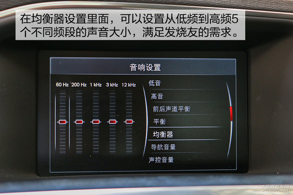 車輛音響的調節可以通過中控面板上