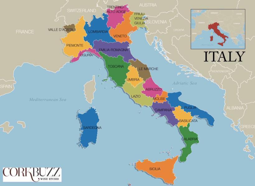 每次我教授意大利产区的时候,都要求学生们尽量记住意大利的产区地图