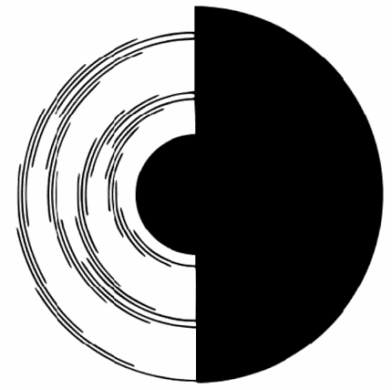 这是一个著名的视错觉图名叫贝汉转盘这个转盘只有黑白两色但它在旋转