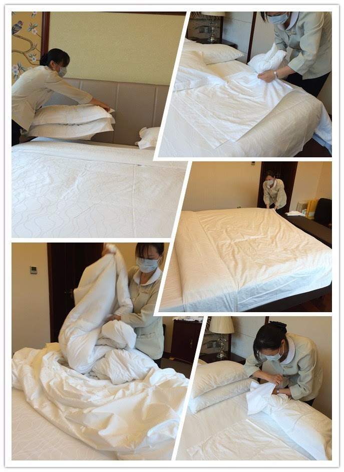 客房床单包角步骤图片
