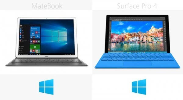华为MateBook和Surface Pro 4规格参数对比