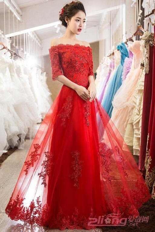 新娘红色敬酒礼服气质红裙美得惊艳养眼