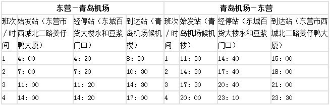 東營至北京機場,青島機場,濟南機場,濟南高鐵西客站大巴時間表