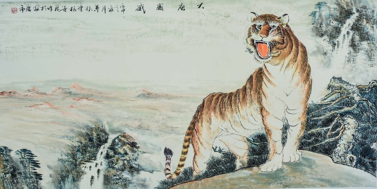 虎虎生风睥睨天下名家杨善禹工笔虎图