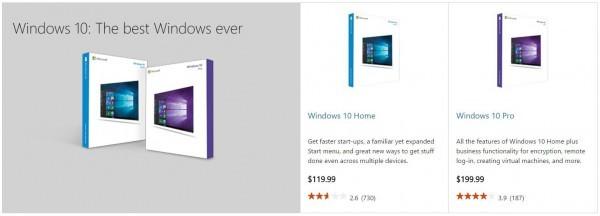微软开始以9.99起的价格销售Windows 10