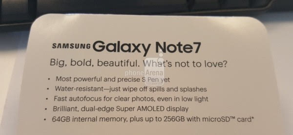 三星Galaxy Note 7今晚发布 真机照提前流出