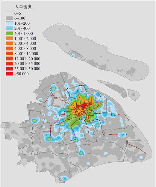 上海人口密度分布图图片