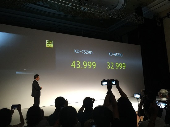 索尼发布4K电视Z9D：屏幕最大达100英寸