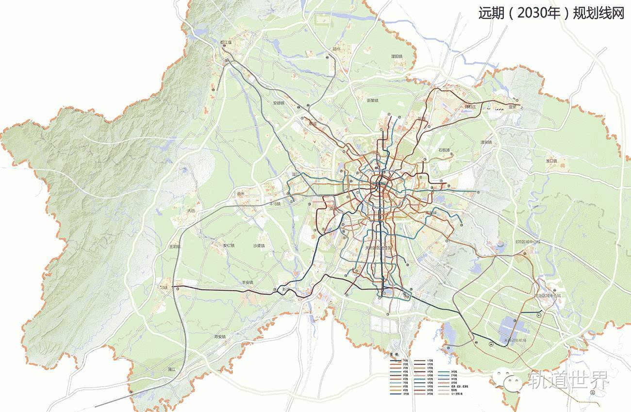 成都首次公佈39條2392公里版軌道線網規劃(情況一覽 目前全國最大)