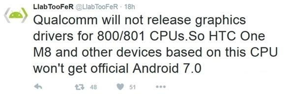 网传所有骁龙800/801设备无缘Android 7.0 都怪高通？