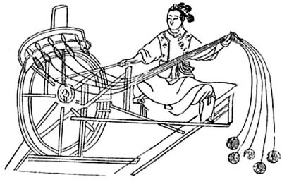 古代织布机 卡通图片