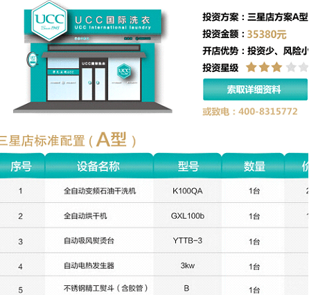 ucc国际洗衣收费图片