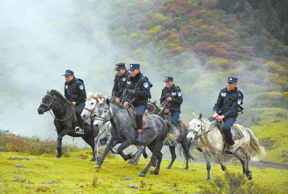红原,若尔盖,壤塘四县3万多平方公里的土地上,骑警已经成为了广袤草原