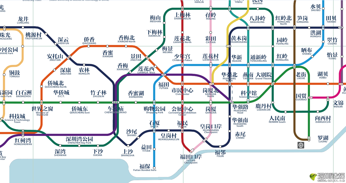 深圳未來20條地鐵線運行線路和規劃站點一覽
