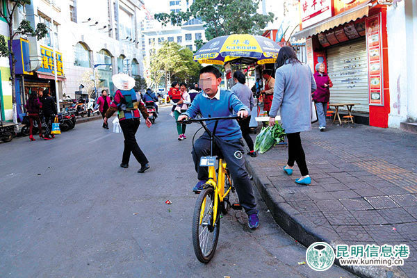 昆明交警:不满12岁 禁止骑共享单车上路