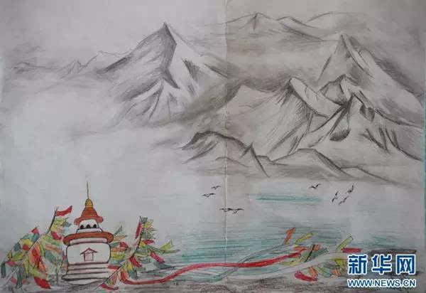 青海湖儿童简笔画图片