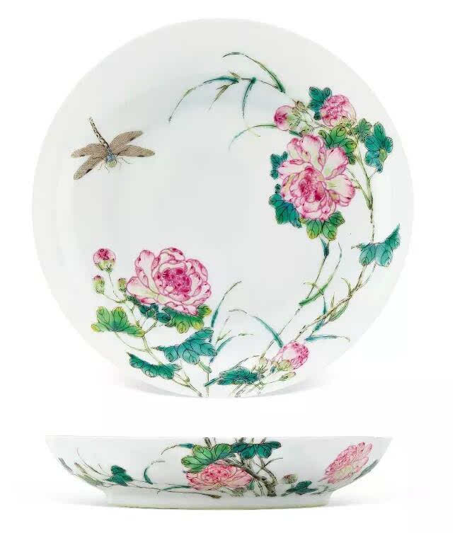 中国嘉德春拍：清乾隆粉彩过枝芙蓉花蜻蜓纹盘-搜狐