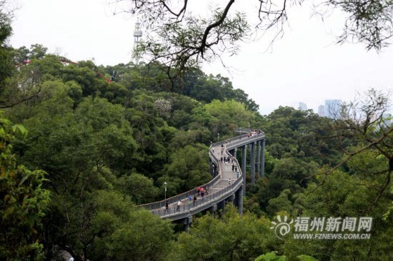 福州週末陰涼舒爽 金雞山公園遊客絡繹不絕