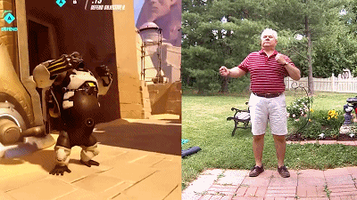 国外大爷cos《守望先锋》英雄 表情到位可爱无比!