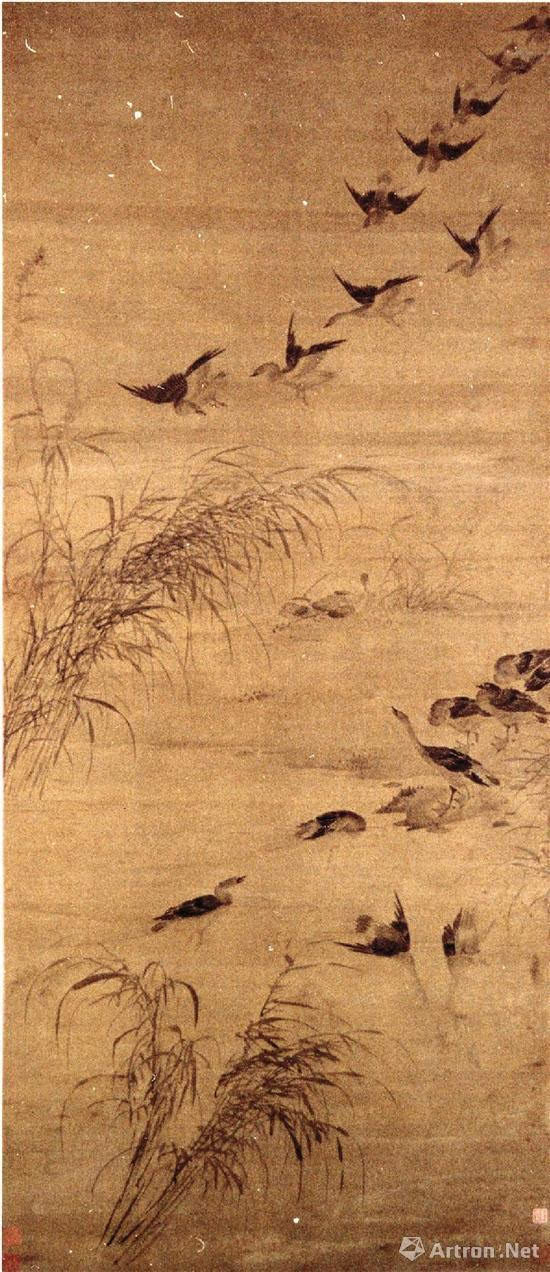 元 无款 飞鸣宿食雁图轴 南京博物院藏