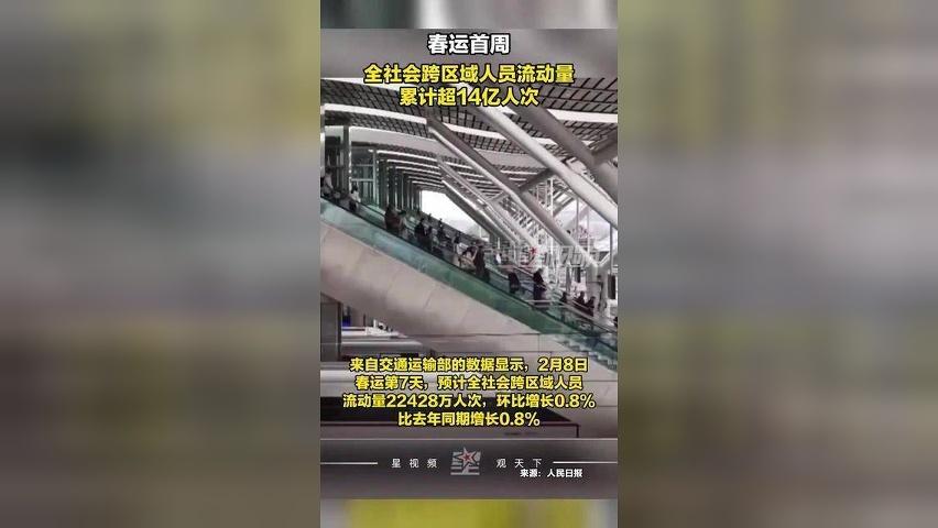 春运首周，全社会跨区域人员流动量累计超14亿人次