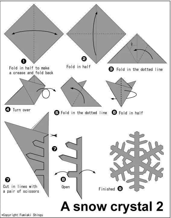 4步简易折纸雪花 儿童图片